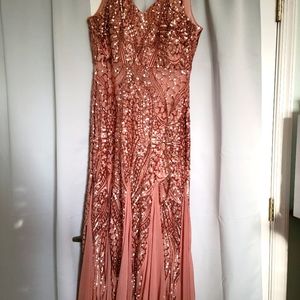 Rose gold sleeveless dress for wedding guests, maid of honor, or bridesmaid